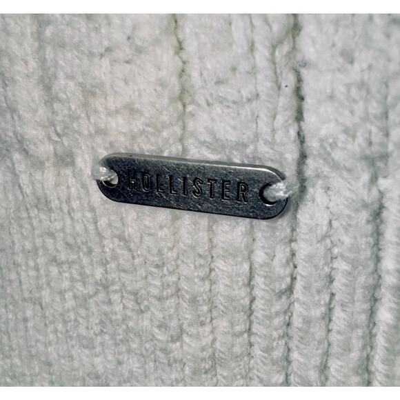 Hollister XL Ivory Brown Crop Boxy Sweater Vest Cable Knit V Neck Preppy School - Picture 3 of 5